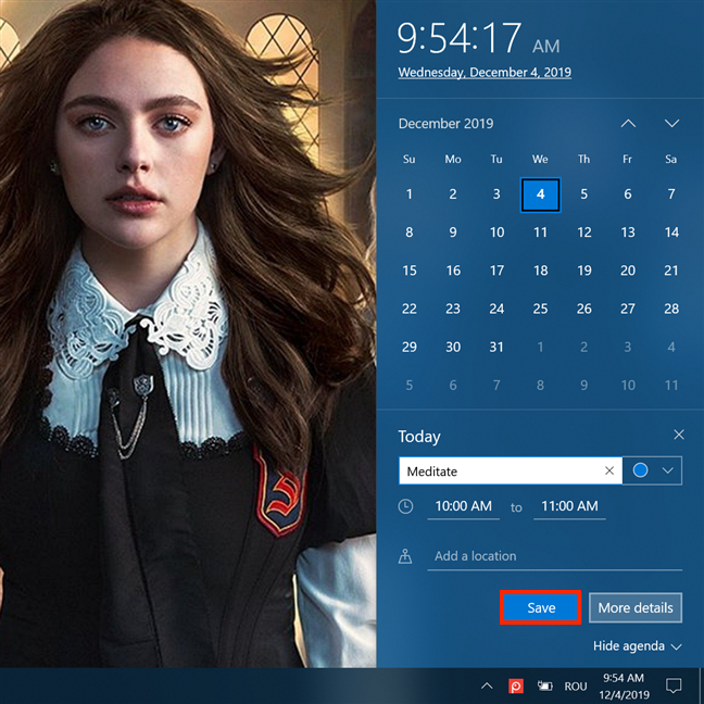 How to view and manage your Agenda from Windows 10s taskbar