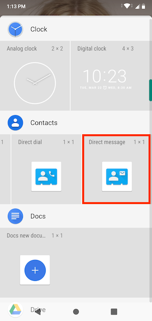 How to add a shortcut for speed dial and direct message on Android