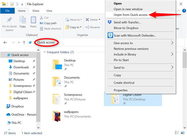 4 ways to pin items to Quick access in File Explorer