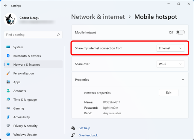 How to make a Windows 11 hotspot