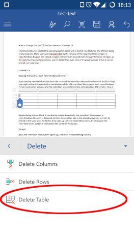 How to insert and edit tables in Microsoft Word for Android
