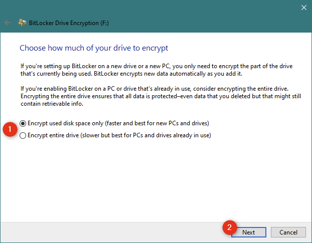 Encrypt a USB drive with BitLocker To Go in Windows 10