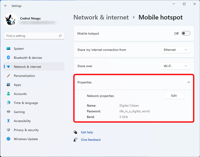 How to make a Windows 11 hotspot