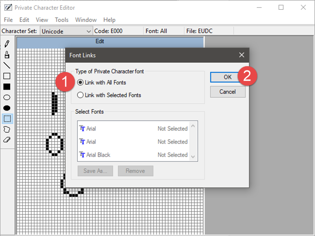 How to create your own characters with the Private Character Editor from Windows