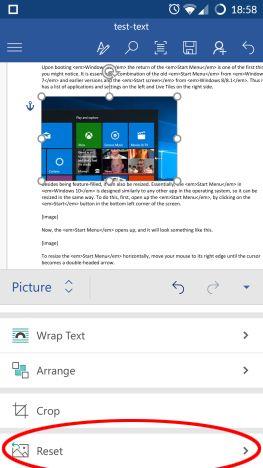 How to add and edit pictures and shapes, in Microsoft Word for Android