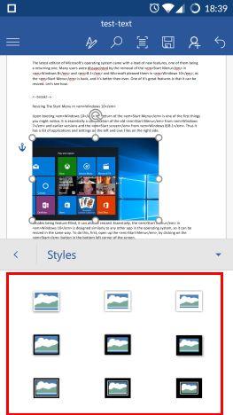 How to add and edit pictures and shapes, in Microsoft Word for Android