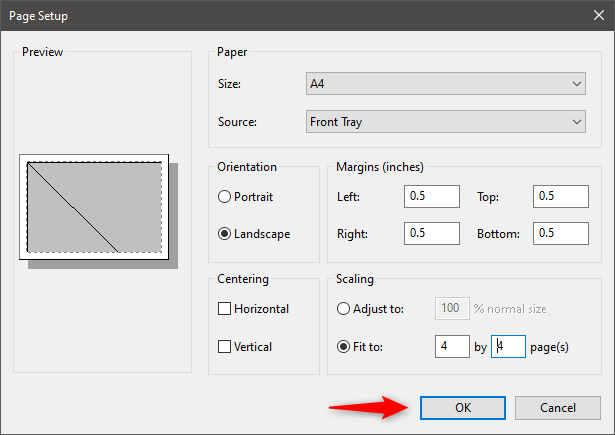 How to print an image on multiple pages, using Windows 10s Paint