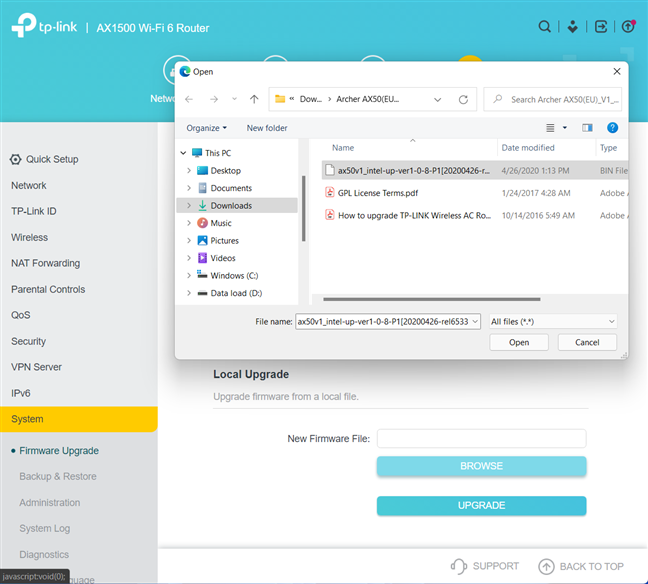 2 ways to update the firmware on a TP-Link Wi-Fi 6 router