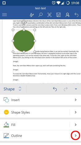 How to add and edit pictures and shapes, in Microsoft Word for Android