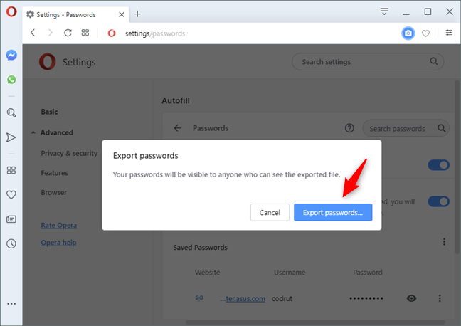 Export passwords from Chrome, Firefox, Opera, Microsoft Edge, and Internet Explorer