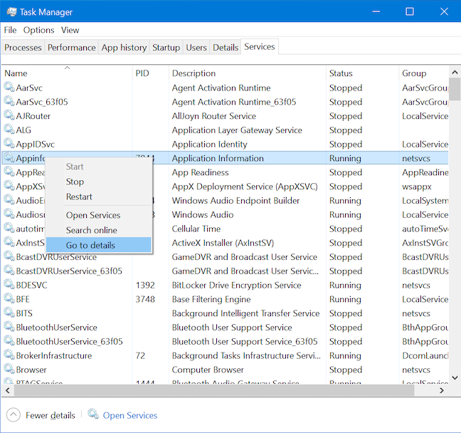 View details about running processes with the Windows 10 Task Manager