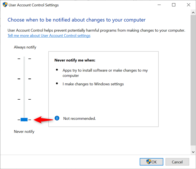 How to change the User Account Control (UAC) level in Windows 10