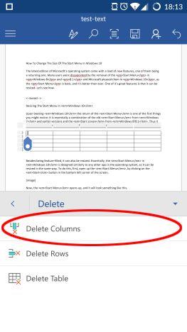 How to insert and edit tables in Microsoft Word for Android
