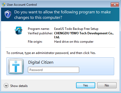 Prompt UAC in Windows 8.1