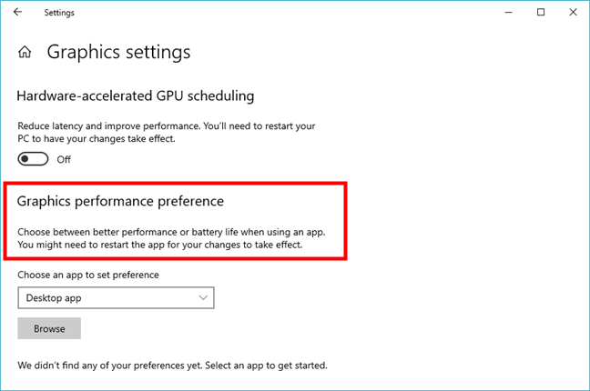 How to choose the default GPU for gaming or apps in Windows 10