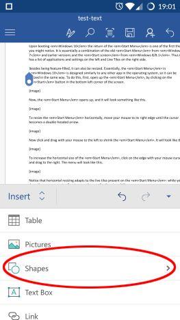 How to add and edit pictures and shapes, in Microsoft Word for Android