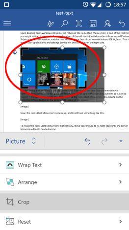 How to add and edit pictures and shapes, in Microsoft Word for Android