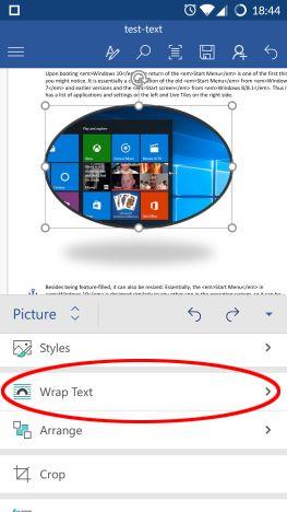 How to add and edit pictures and shapes, in Microsoft Word for Android