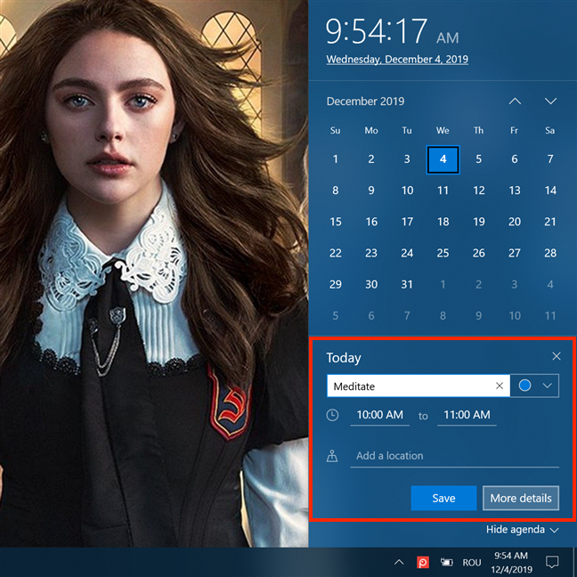 How to view and manage your Agenda from Windows 10s taskbar