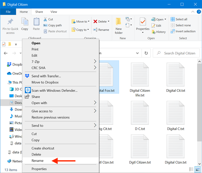 How to rename all files in a folder in Windows 10