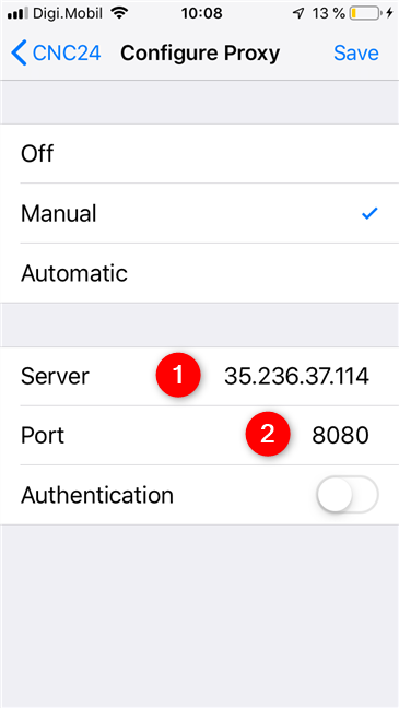 How to set the use of a proxy server for Wi-Fi, on an iPhone or an iPad