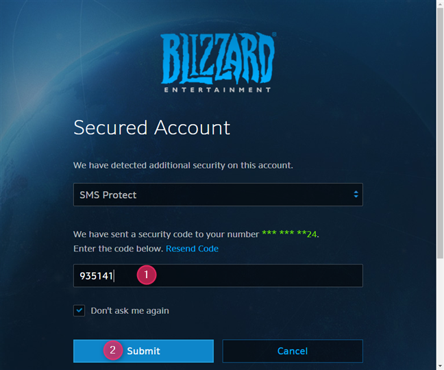 Enable and use two-factor authentication (2FA) for your Blizzard account