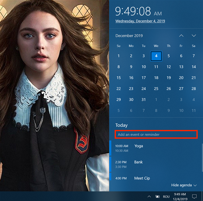 How to view and manage your Agenda from Windows 10s taskbar