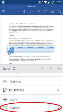 How to insert and edit tables in Microsoft Word for Android