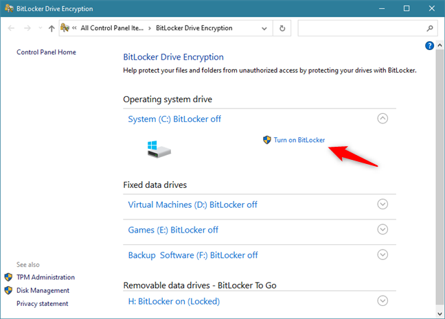 How to encrypt a system partition with BitLocker in Windows 10