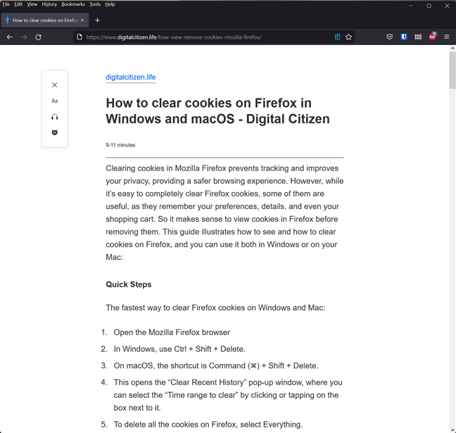 How to print an article without ads in all major browsers