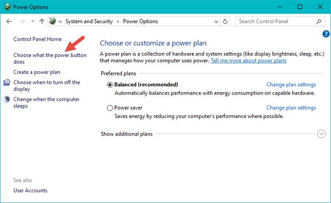 How to change what the Power or Shut Down button does when you press it