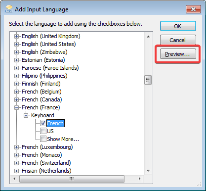 How to change the keyboard input language in Windows 7