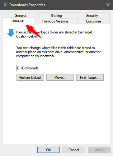 How to restore Downloads and other user folders in Windows 10