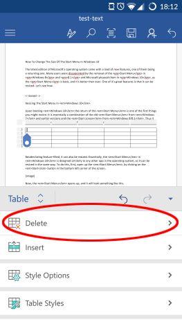 How to insert and edit tables in Microsoft Word for Android