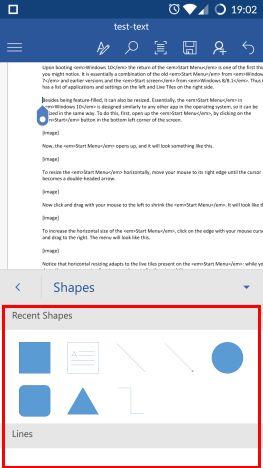 How to add and edit pictures and shapes, in Microsoft Word for Android