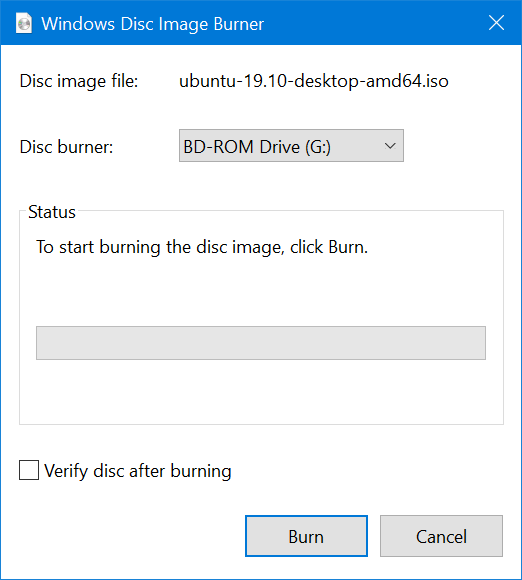 How to burn on ISO file to a disc (DVD, Blu-Ray, etc) in Windows 10