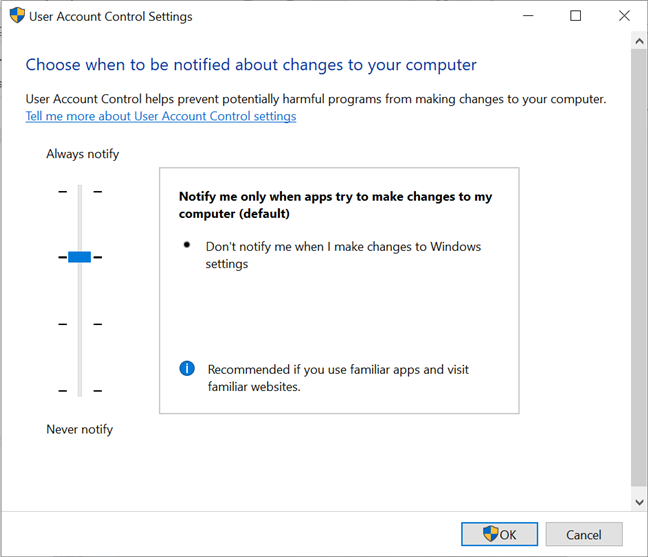 How to change the User Account Control (UAC) level in Windows 10