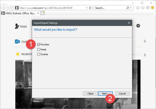 How to import or export bookmarks when using Internet Explorer