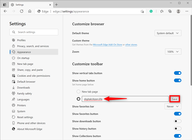 How to change the Microsoft Edge home page and startup page