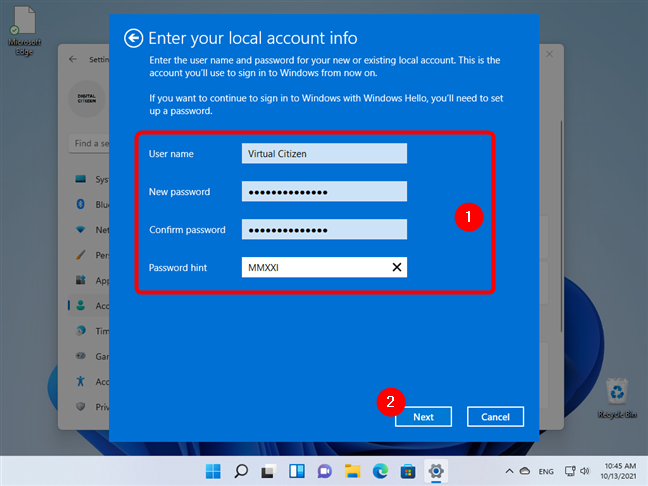 How to switch to a Windows 11 local account from a Microsoft one