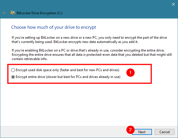 How to encrypt a system partition with BitLocker in Windows 10