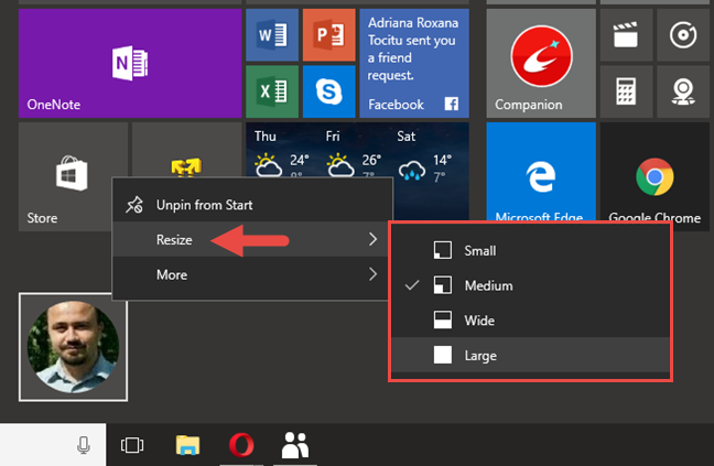 How to pin contacts to the taskbar or to the Start Menu of Windows 10