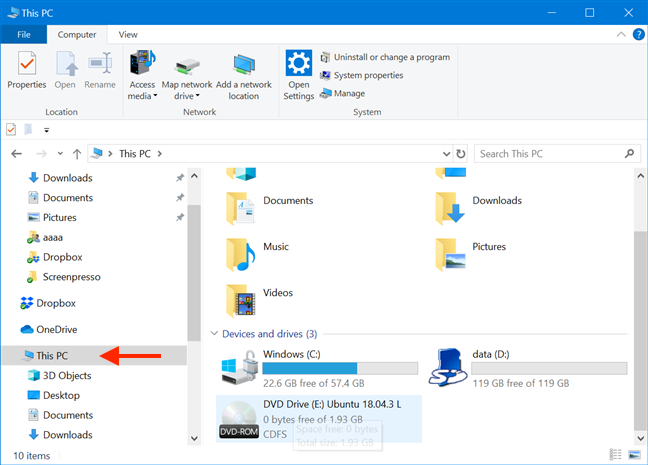 How to open (mount) or eject (unmount) ISO files in Windows 10