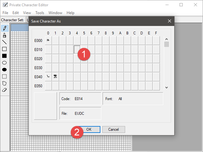 How to create your own characters with the Private Character Editor from Windows