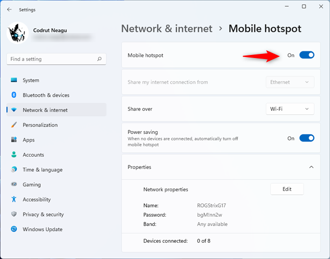 How to make a Windows 11 hotspot