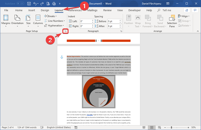 How to change the orientation of one page (or more) in a Word document