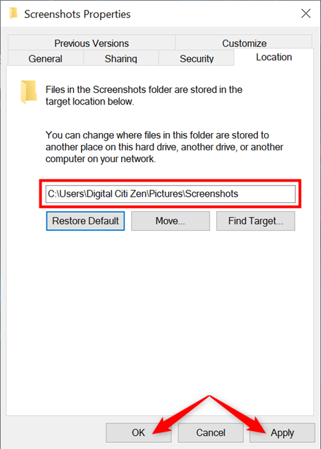 Where are screenshots saved? Change their location in Windows 10