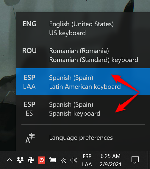 How to change the keyboard language on Windows 10