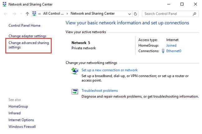 How to customize advanced network sharing settings in Windows