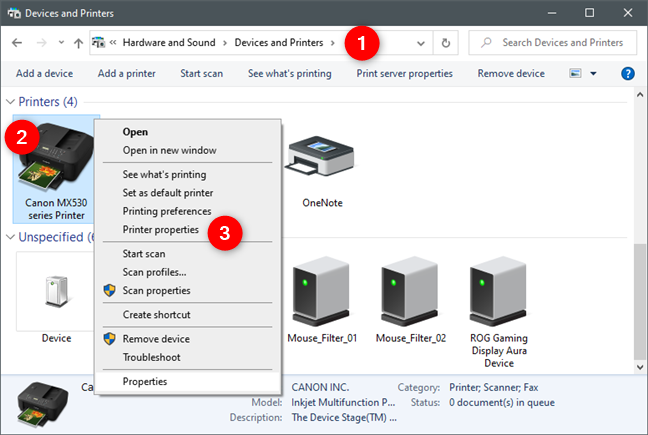 How to share your printer with the network, in Windows 10